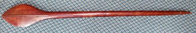 Lot 314 - A Solomon Islands Paddle Club, of red/brown hardwood, the leaf shape head with raised medial ridge