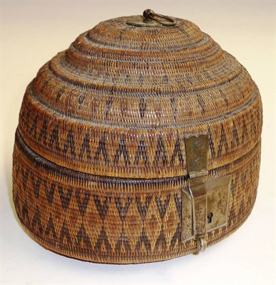 Lot 321 - A South Sea Islands Finely Woven Wicker Basket and Cover, possibly Solomon Islands, of domed...
