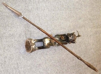 Lot 325 - An Upper Congo Spear, the leaf shape head swollen on opposing sides, with long socket on a...