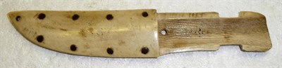 Lot 339 - An Inuit Bone Knife Sheath, of two sections joined together with copper rivets, 19.5cm