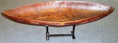 Lot 347 - A Tami Islands, Huon Gulf, Large Wood Feast Bowl, of boat shape, the exterior border carved...