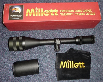 Lot 356 - A Millett Tactical Long Range LRS Rifle Scope 35mm Tube 6-25x 56mm, BK30726, numbered 2530, in...