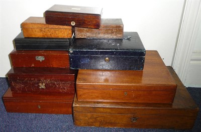 Lot 363 - Ten Various Wood and Leather Covered Boxes, suitable for conversion to pistol cases