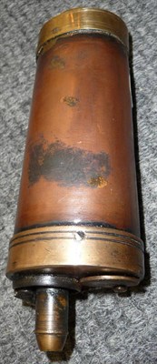 Lot 374 - A Copper Combination Flask, in the Georgian style, with brass charger, external steel spring,...