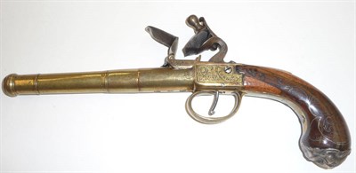 Lot 448 - A Late 18th Century Flintlock "Queen Anne" Overcoat Pistol by Segar, London, with 15cm brass...