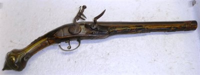 Lot 450 - An 18th Century Continental Flintlock Holster Pistol, the 28.5cm steel barrel engraved with...