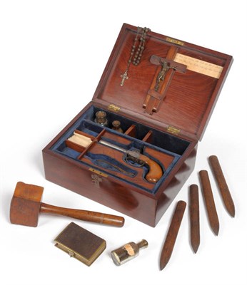 Lot 451 - A Rare and Unusual Vampire Slaying Kit, comprising a percussion cap pistol with octagonal steel...