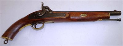 Lot 460 - A 19th Century Indian Sepoy Percussion Cap Cavalry Pistol, the 28.5cm steel barrel stamped 3,...