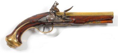 Lot 463 - An Early 19th Century Flintlock Overcoat Pistol, the 15cm brass barrel engraved HEYLIN,...