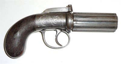 Lot 464 - A 19th Century 120 Bore Six Shot Pepperbox Revolver, the 7.5cm numbered and rifled steel...