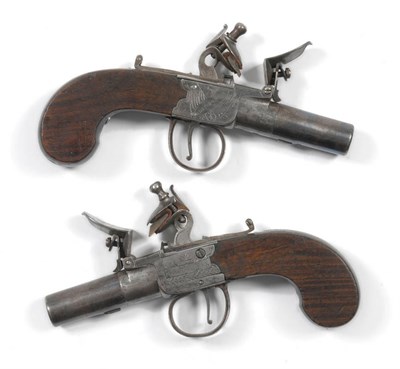 Lot 466 - A Pair of Early 19th Century Flintlock Pocket Pistols by McLauchlan, Edinburgh, each with 4cm...