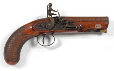 Lot 467 - An Early 19th Century Flintlock Overcoat Pistol, the 10cm browned octagonal steel barrel...