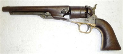 Lot 469 - A Colt Model 1860 Six Shot Percussion Cap Army Revolver, the 20cm steel barrel inscribed...