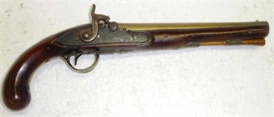 Lot 477 - A 19th Century Percussion Cap Officer's Pistol, the 23cm brass barrel stamped LONDON and with...