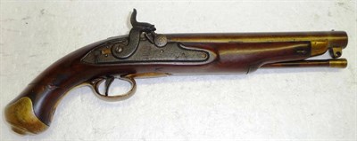 Lot 478 - A 19th Century Percussion Cap Cavalry Pistol, the 22cm steel barrel with London proof marks,...