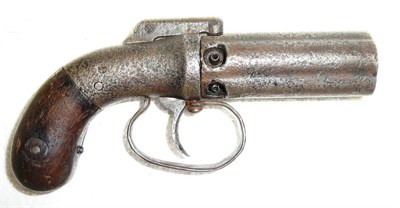 Lot 480 - A 19th Century Five Shot Pepperbox Revolver, with 7.5cm steel cylinder, bar hammer and two...