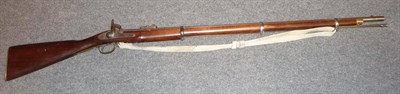 Lot 503 - An Enfield .577 Percussion Cap Three Band Musket, the 99cm steel barrel with hinged ladder rear...