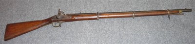 Lot 510 - A 19th Century Enfield Percussion Cap Three Band Musket, the 92cm steel barrel with V rear...