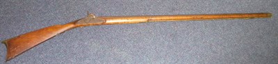 Lot 536 - A 19th Century American Percussion Cap Rifle, with 90cm octagonal steel barrel, indistinctly signed