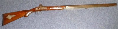 Lot 547 - A Late 19th Century Percussion Cap Long Gun, with 81cm steel barrel, walnut half stock with...