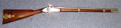 Lot 548 - A Victorian Percussion Cap Two Band Carbine, the 60cm steel barrel with V sight, the lock plate...