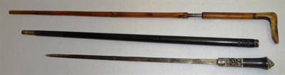 Lot 553 - A 19th Century Walking Stick Garden Gun, with bamboo haft and antler grip, trigger missing; an...