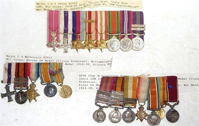 Lot 9 - A Group of Eight Miniature Medals, comprising OBE, Military Cross, 1939-45 Star, Africa Star...