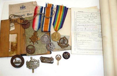 Lot 19 - A First World War Trio, awarded to 21109 PTE.T.C.BENNETT. GLOUC.R. (later Military Police),...