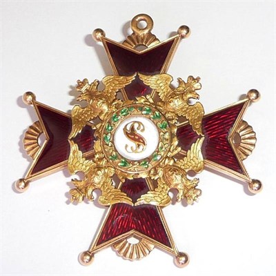 Lot 30 - A Grand Cross of Imperial Russian Order of Saint Stanislas, First Class, in gold, red, green...