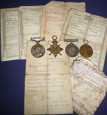 Lot 31 - A First World War Gallantry Group of Four Medals, awarded to L-15546 CPL.C.J.THOMPSON. R.FUS.,...