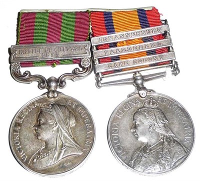 Lot 47 - An India Medal 1896, with clasp RELIEF OF CHITRAL 1895, and Queen's South Africa Medal, with...