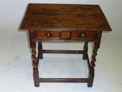 Lot 1464 - A 17th Century Style Joined Walnut Side Table, the rectangular top above a two-as-one moulded...