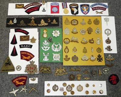 Lot 60 - A Collection of Approximately Sixty Military Cap and Other Badges, together with buttons, cloth...