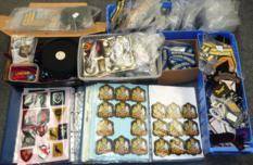 Lot 73 - A Large Quantity of Militaria, mainly cloth insignia, rank stripes, ribbon rolls etc, in five boxes