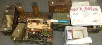 Lot 74 - A Quantity of Militaria, including a Detector Mine No.1 AC Kit, serial number 3527, in original...