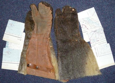 Lot 99 - A Pair of Badger Skin Flying Gloves, by Fownes, lined in leather and lambswool; Seven Fabric...