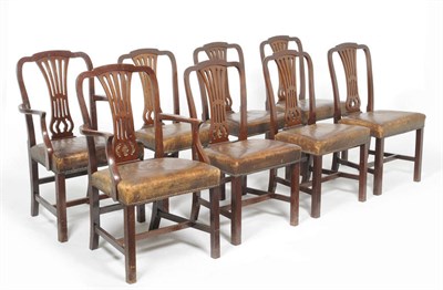 Lot 1469 - A Set of Eight George III Style Mahogany Dining Chairs, 19th century, the shaped top rail above...