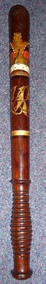 Lot 122 - A Victorian Lignum Vitae Truncheon,  painted with a crowned VR cypher in colours and gilt,...