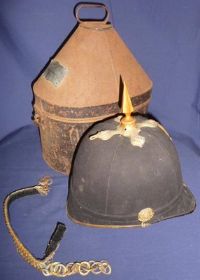 Lot 133 - A British Officer's Blue Cloth Spiked Helmet, with brass spike, cruciform spike base, rear...