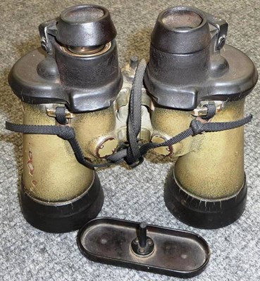 Lot 162 - A Pair of German Second World War U-Boat Binoculars by Zeiss, the green crinkle enamelled body...