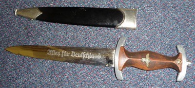 Lot 171 - A German Third Reich SA (NSKK) Dagger, the steel blade etched Alles fur Deutschland, RZM logo...