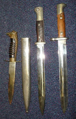 Lot 172 - A German Third Reich Model 1884/98 Knife Bayonet, the blade stamped W.K.C. and numbered 7223,...