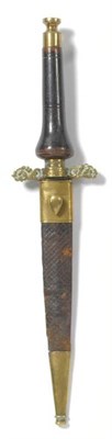 Lot 196 - A 19th Century Spanish Hunting Plug Bayonet, the 18cm double edge spear point steel blade...