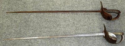 Lot 215 - An 1899 Pattern Gymnasia Practise Sword, the narrow single edge steel blade stamped with arrowheads