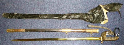 Lot 231 - A George V Naval Officer's Sword, the 79.5cm single edge fullered steel blade etched with a...