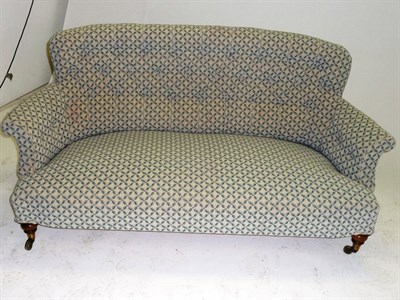 Lot 1485 - A Late 19th Century Settee, upholstered in cream and green printed moquette, the button back...