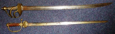 Lot 245 - A Late 18th Century Infantry Sword, the 62cm single edge German steel blade with a narrow fuller to