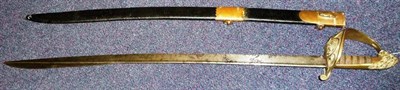 Lot 248 - A Victorian 1827 Pattern Naval Officer's Sword, the 80cm single edge pipe back steel blade...