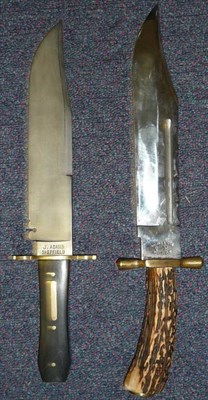 Lot 289 - A Modern Bowie Knife, the clip-point steel blade stamped ";J.ADAMS, SHEFFIELD";, with nickel...