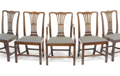 Lot 1490 - A Set of Eight George III Mahogany Dining Chairs, circa 1800, the shaped top rail above a...